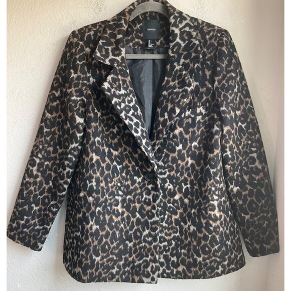 Forever 21 Jackets & Blazers - Forever 21 Womens Sz Large Soft Animal Print Blazer Coat Wool Blend